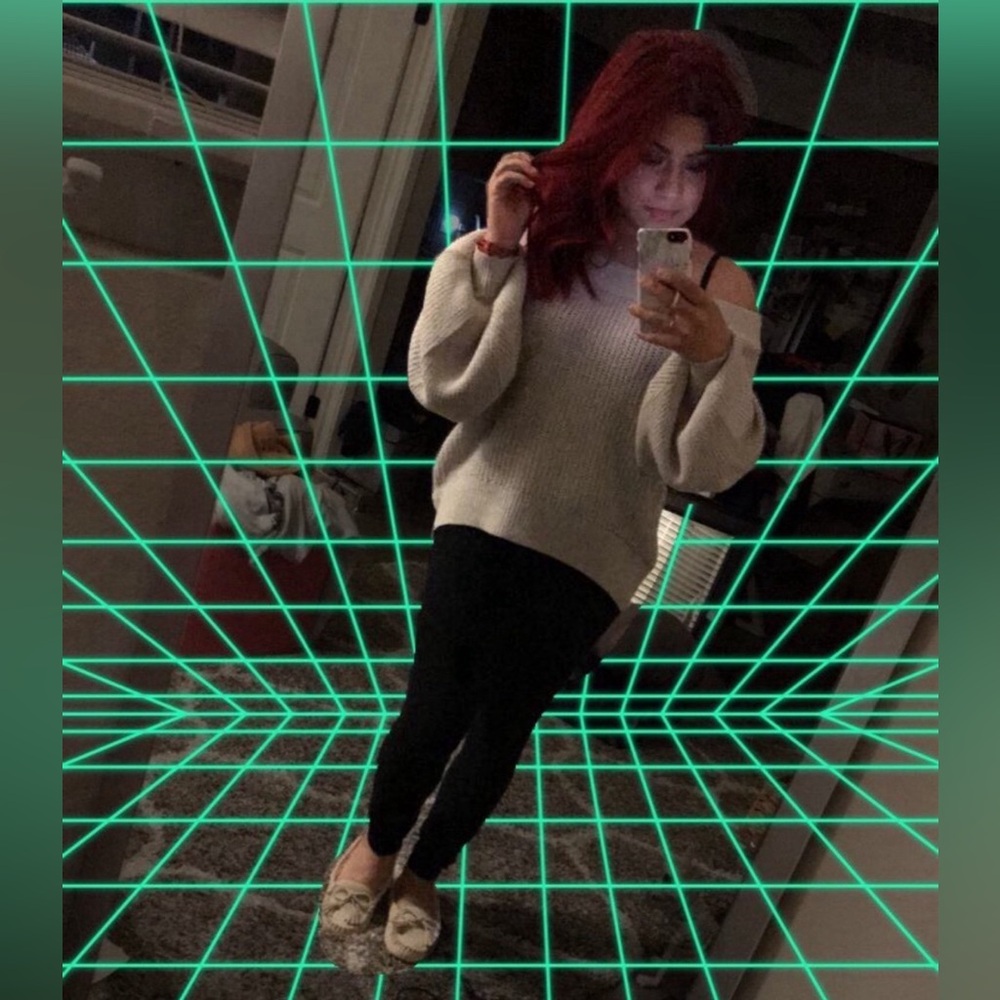 Off the shoulder knit top  bubble sleeves sz S/M